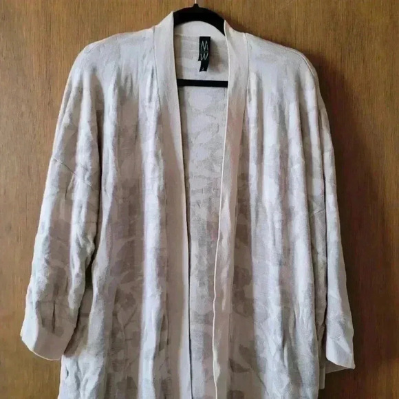 marla wynne Beige Ivory Long Open Front Cardigan Women's Size Large - Picture 4 of 12